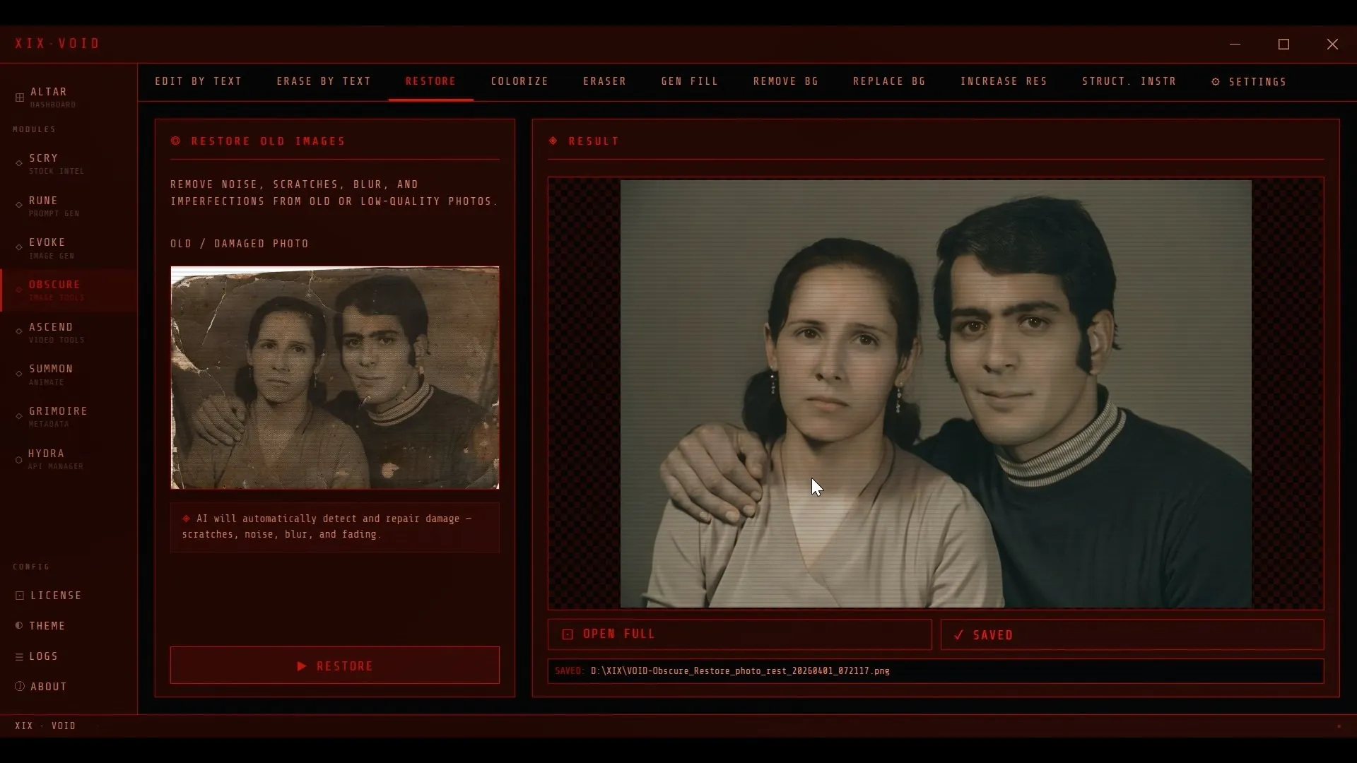 Obscure — Image Editing